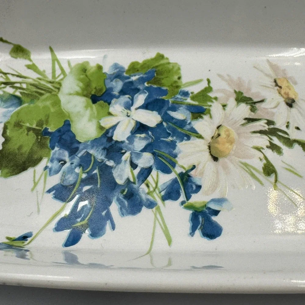 Vintage American Airlines Hall China Co Floral‎ Tray C Klein Violets Daisies USA